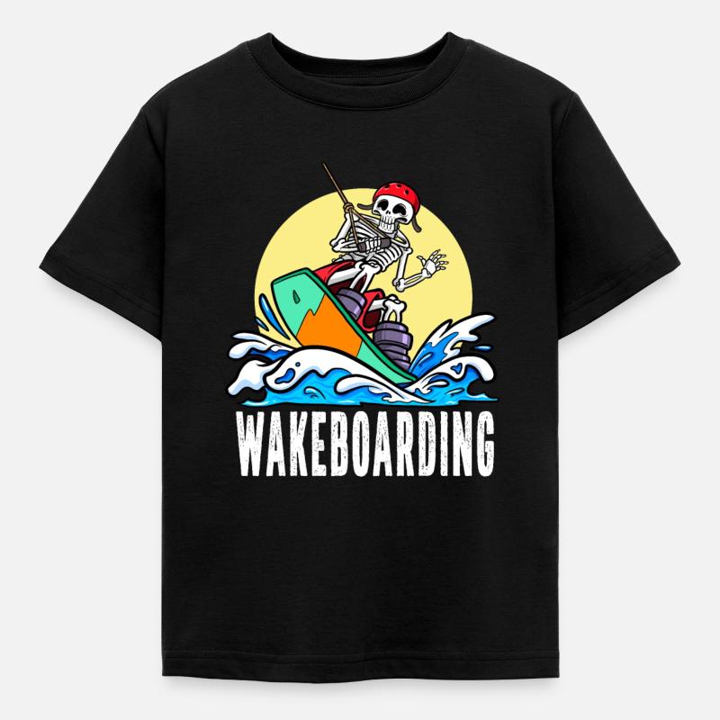 Wakeboarder Skeleton sur le wakeboard - T-shirt Enfant - noir