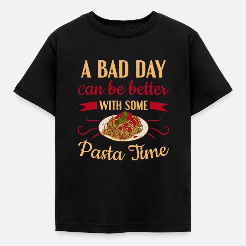 Ein schlechter Tag kann mit etwas Pasta-Pasta besser sein - Kinder T-Shirt - Schwarz