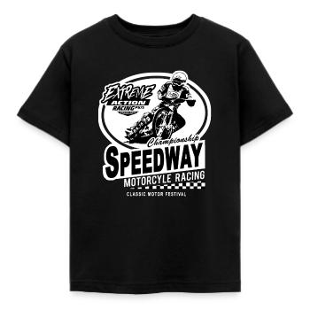 Speedway - Motorcycle Speedway - Kids' T-Shirt - black - Front - AI Model Kid Female (0cm)