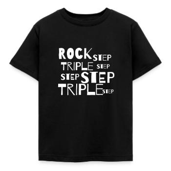 Lindy Hop dance move Rock Step Triple Step white - Kids' T-Shirt - black - Front - AI Model Kid Female (0cm)
