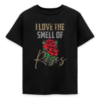 Rosen Ich liebe den Duft von roten Rosen Frühlingsblumen - Kinder T-Shirt - Schwarz - Vorne - AI Model Kid Female (0cm)