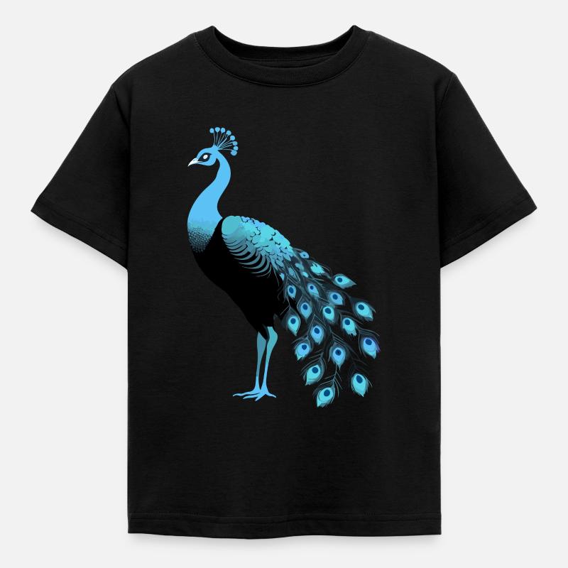 Uccello Blu - Pavone - Maglietta per bambini - nero