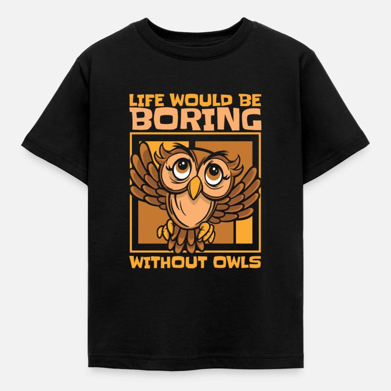 Eule Vogel Tier Eulen - Kinder T-Shirt - Schwarz