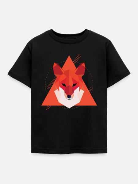 Geometrischer Fuchs | Low Poly Canidae Geschenk - Kinder T-Shirt - Schwarz