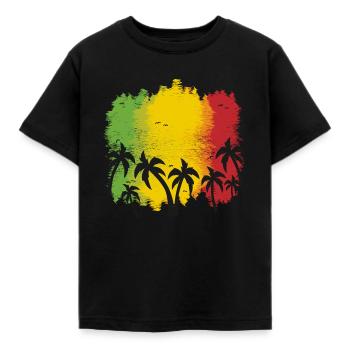 Reggae Palmen - Kinder T-Shirt - Schwarz - Vorne - AI Model Kid Female (0cm)