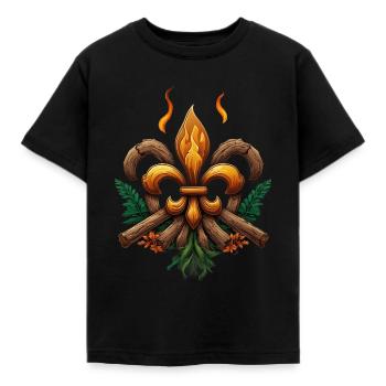 Scout Scouts Classic Fleur-de-Lis Emblem - Kids' T-Shirt - black - Front - AI Model Kid Female (0cm)