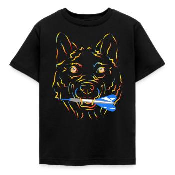 Motif loup avec fléchette flèche fléchette t-shirt loup - T-shirt Enfant - noir - Devant - AI Model Kid Female (0cm)