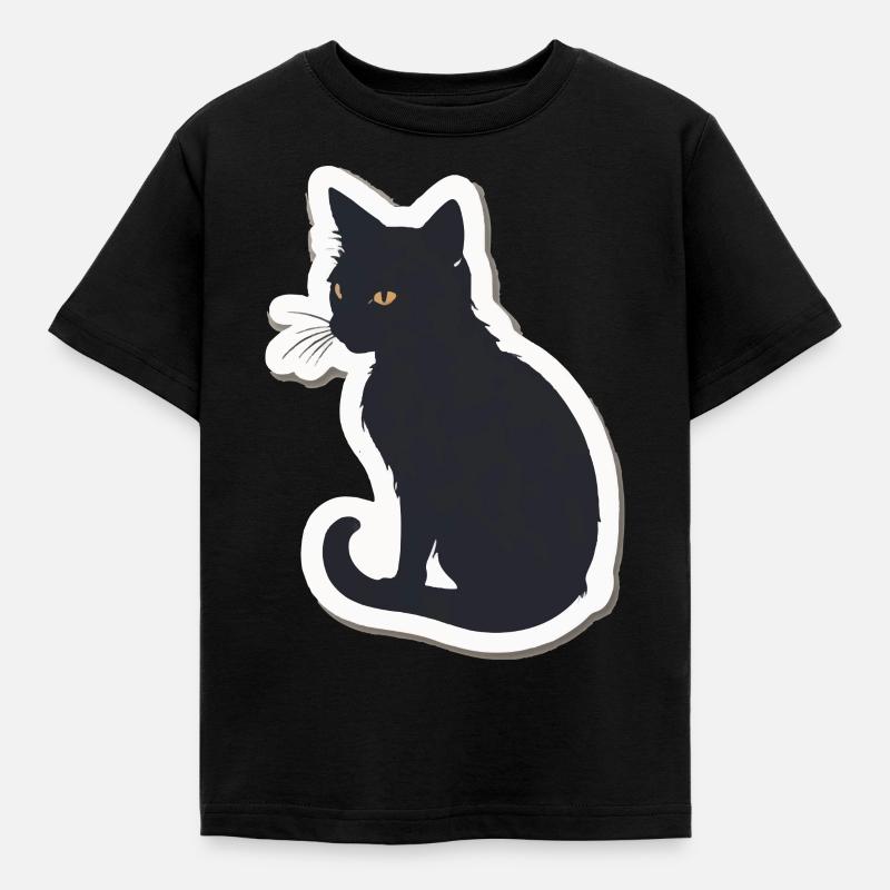 Katze Silhouette - Kinder T-Shirt - Schwarz