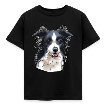 Tête de border collie (pour textiles foncés) - T-shirt Enfant - noir - Devant - AI Model Kid Female (0cm)