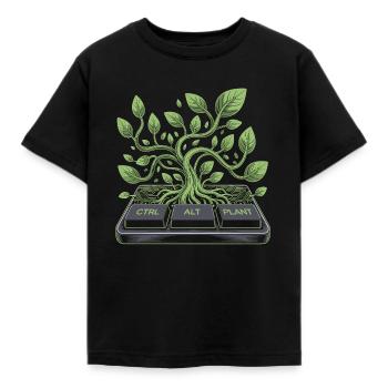 ctrl alt plant Garten Design - Kinder T-Shirt - Schwarz - Vorne - AI Model Kid Female (0cm)