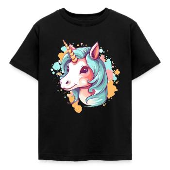 Einhorn - Kinder T-Shirt - Schwarz - Vorne - AI Model Kid Female (0cm)