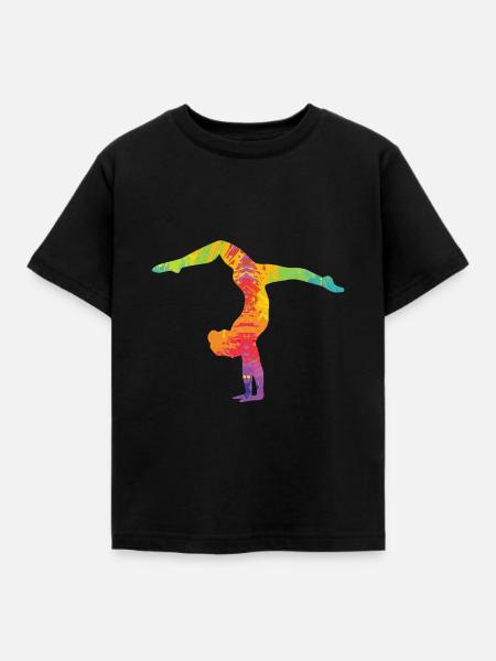 Turnen Handstand bunt - Kinder T-Shirt - Schwarz