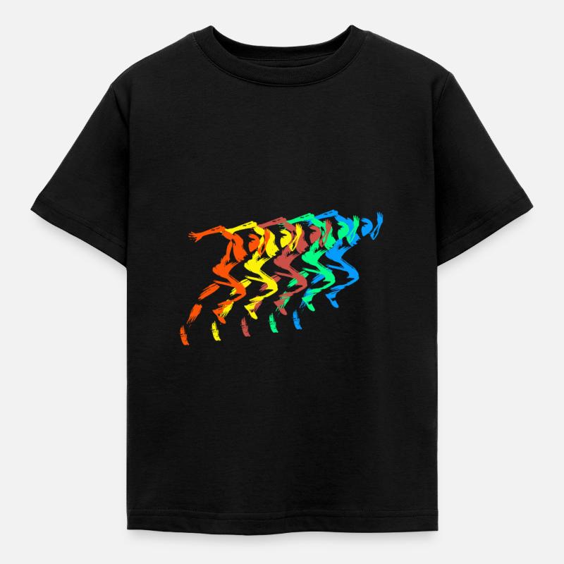 Leichtathletik Läufer Bunt Sprinter - Kinder T-Shirt - Schwarz