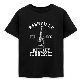 Nashville City Country Music Tennessee Vintage Gui - T-shirt Enfant - noir - Devant - AI Model Kid Female (0cm)