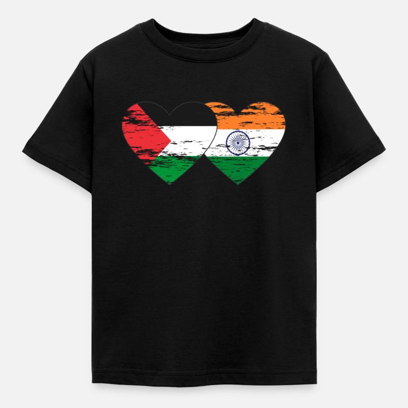 Palestine Inde Drapeau Coeur Utilisé - T-shirt Enfant - noir