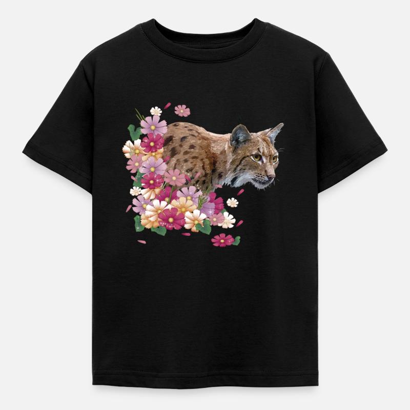 Luchs - Kinder T-Shirt - Schwarz