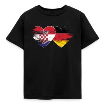 Kroatien Deutschland Flagge used Herz - Kinder T-Shirt - Schwarz - Vorne - AI Model Kid Female (0cm)