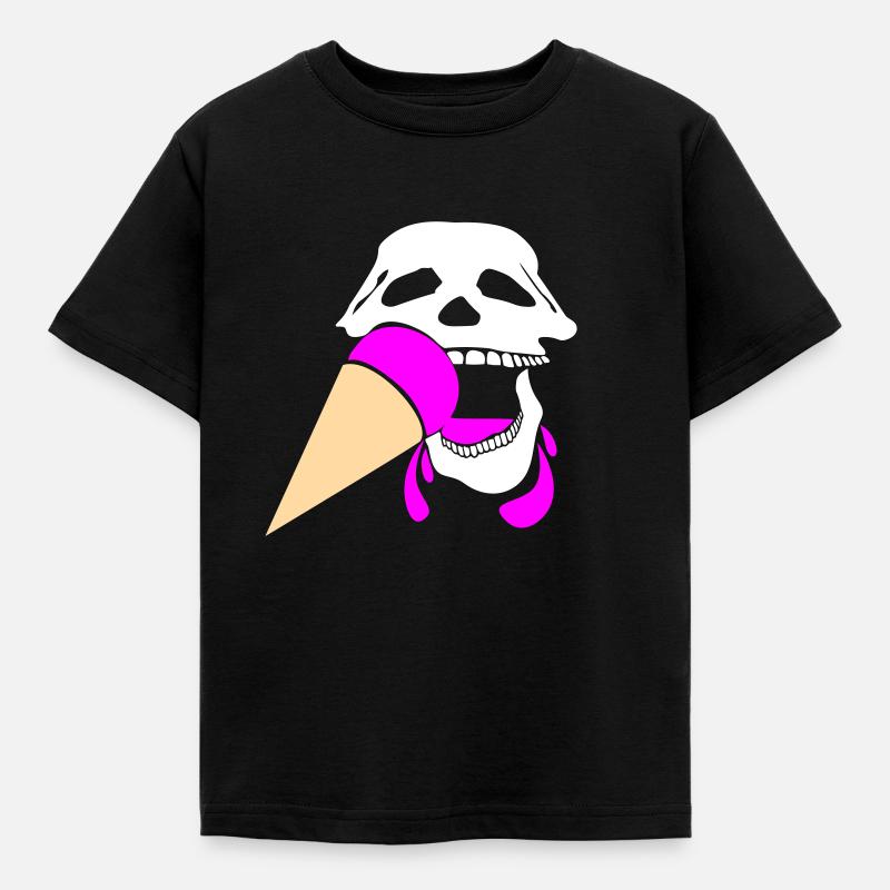 Crâne avec de la crème glacée - T-shirt Enfant - noir