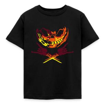 Crâne d'Halloween Mano cornuta original - T-shirt Enfant - noir - Devant - AI Model Kid Female (0cm)