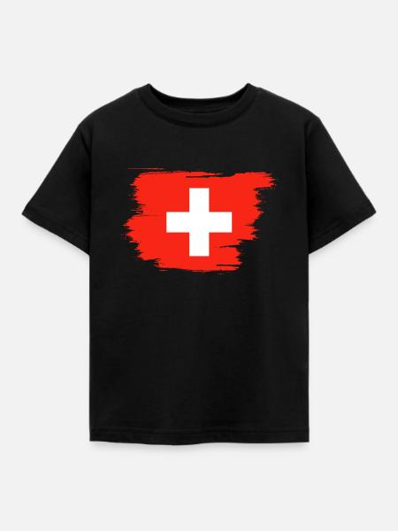 Schweiz Flagge - Kinder T-Shirt - Schwarz