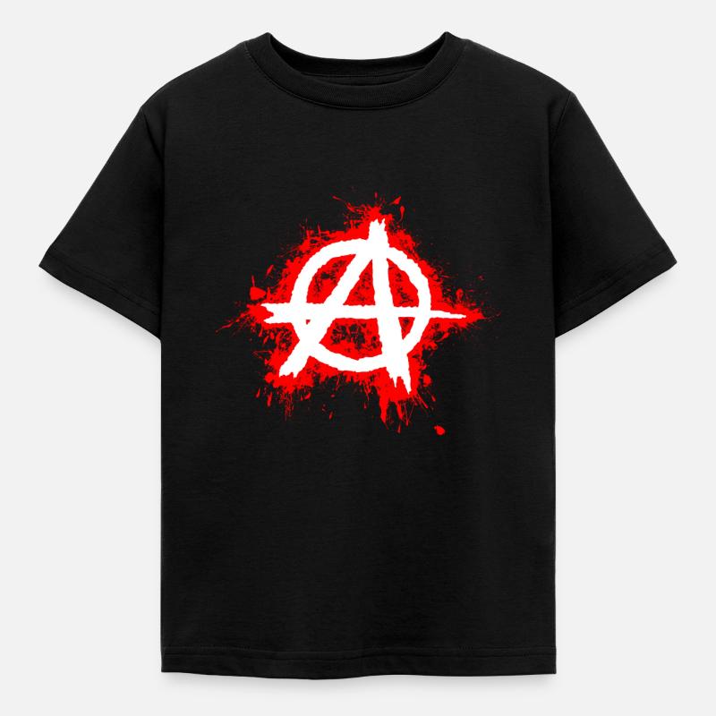 Anarchy / Anarchy in white, red splashes - Kids' T-Shirt - black