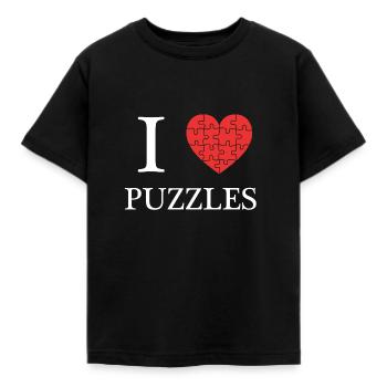 puzzle - Kids' T-Shirt - black - Front - AI Model Kid Female (0cm)