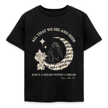 La citation de Poe « Un rêve dans un rêve » - T-shirt Enfant - noir - Devant - AI Model Kid Female (0cm)