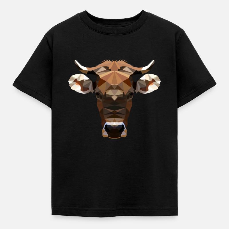 Kuh Polygon - Kinder T-Shirt - Schwarz