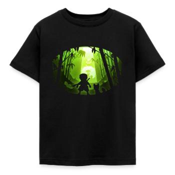 Papier découpé – Petit Ninja et son renard - T-shirt Enfant - noir - Devant - AI Model Kid Female (0cm)