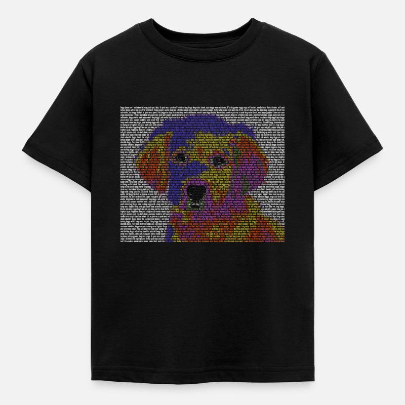 Texte portrait visage de chien cadeau coloré cool - T-shirt Enfant - noir