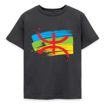 Amazigh Flag (Künstlerische Variante) - Kinder T-Shirt - Dunkelgrau - Vorne - AI Model Kid Female (0cm)