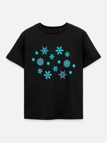 Schneeflocken - Kinder T-Shirt - Schwarz