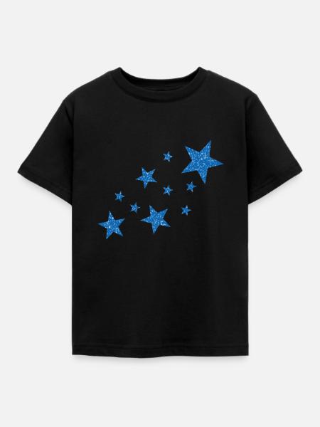 Blaue Sterne mit Schnee - Kinder T-Shirt - Schwarz