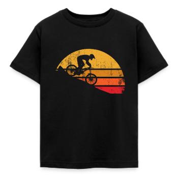 Mountain Bike Downhill Vintage - Kinder T-Shirt - Schwarz - Vorne - AI Model Kid Female (0cm)