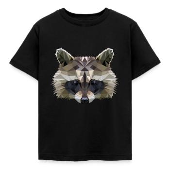 Stylischer Polygon Waschbär - Kinder T-Shirt - Schwarz - Vorne - AI Model Kid Female (0cm)