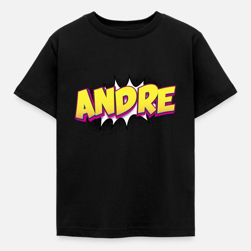 Andre Custom Name Comic Book Style Pop Art, Andre - Kids' T-Shirt - black