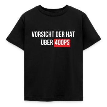 Vorsicht der hat über 400 PS Schnelle Autos - Kinder T-Shirt - Schwarz - Vorne - AI Model Kid Female (0cm)