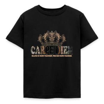 CARPE DIEM - Kids' T-Shirt - black - Front - AI Model Kid Female (0cm)
