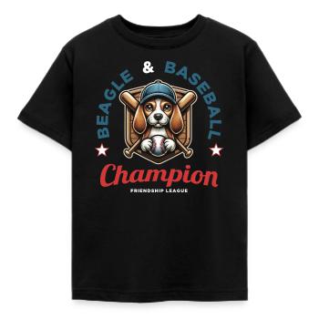 Fan of baseball, beagles and America - Kids' T-Shirt - black - Front - AI Model Kid Female (0cm)