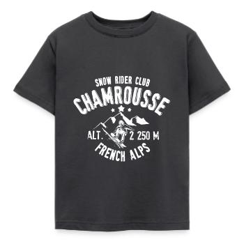 Chamrousse Snow Rider Club - Kinder T-Shirt - Dunkelgrau - Vorne - AI Model Kid Female (0cm)