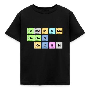 gemeinsam gegen rechts - Chemische Elemente - Kinder T-Shirt - Schwarz - Vorne - AI Model Kid Female (0cm)
