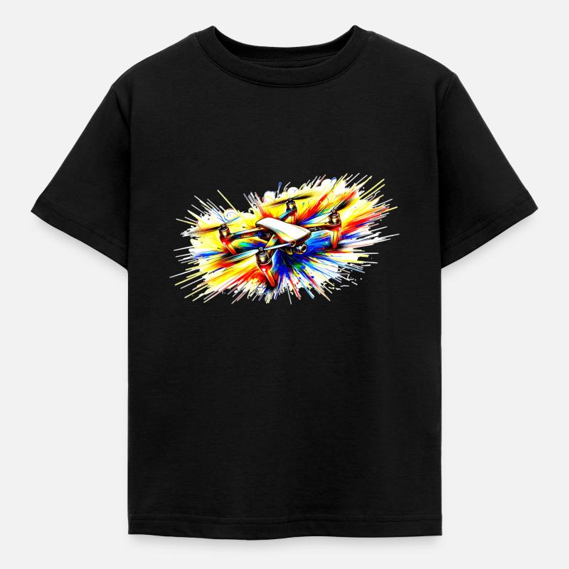 Multicopter, also called drone - color splash! - Kids' T-Shirt - black