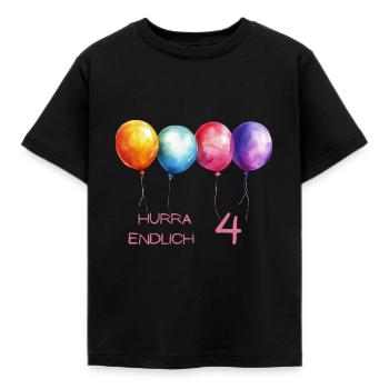 Hurra endlich 4 - Perfekt zum 4. Geburtstag - Kinder T-Shirt - Schwarz - Vorne - AI Model Kid Female (0cm)