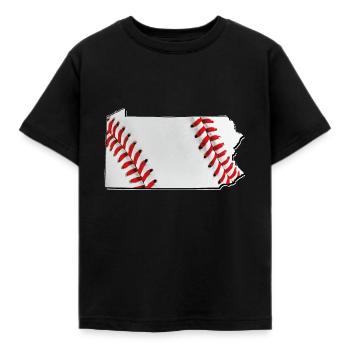 Baseball in der Pennsylvania State Landkarte - Kinder T-Shirt - Schwarz - Vorne - AI Model Kid Female (0cm)