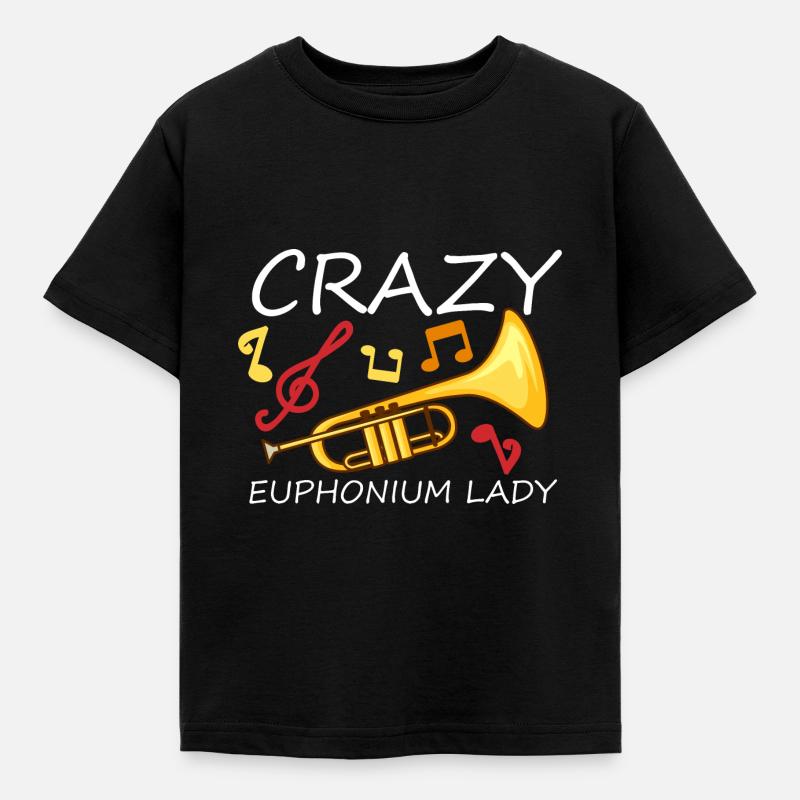 Crazy Euphonium Lady - Kinder T-Shirt - Schwarz