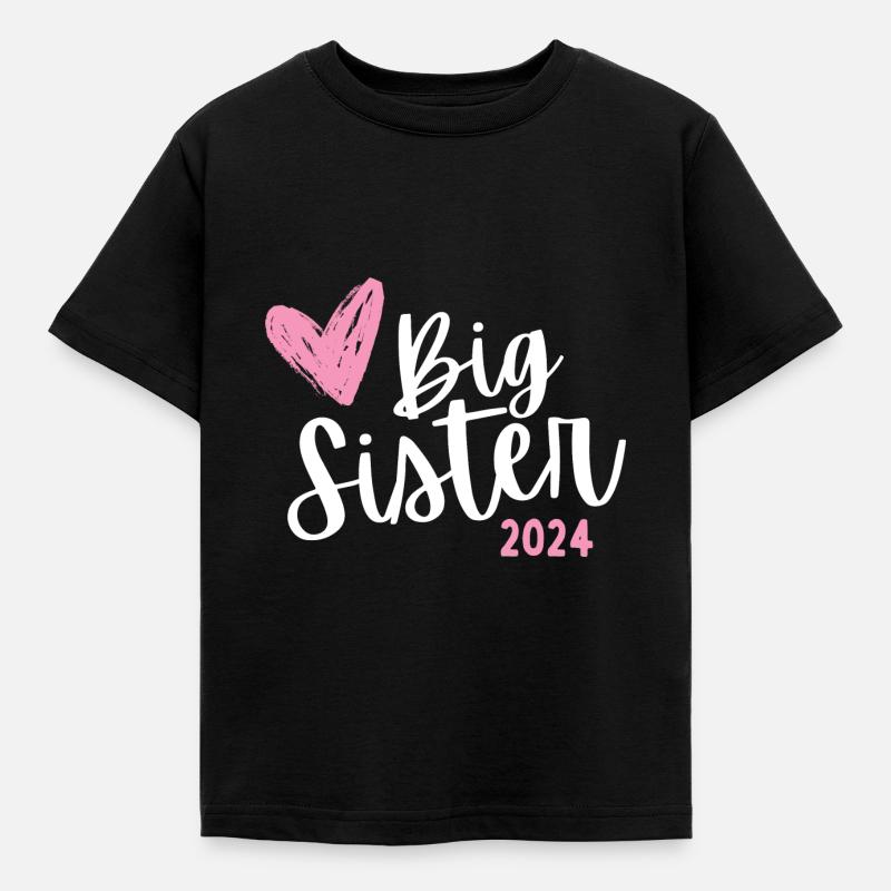 Ich werde große Schwester 2024 Herz Loading Süß - Kinder T-Shirt - Schwarz
