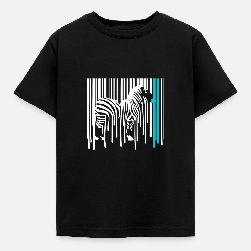 DRIPPY ZEBRA Barcode Graffiti Street Art - Kinder T-Shirt - Schwarz
