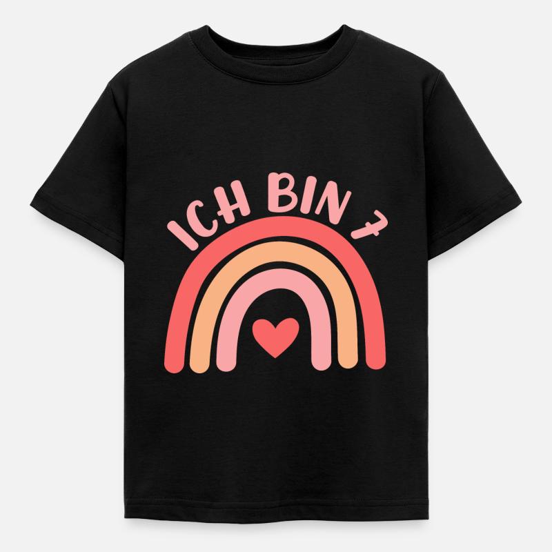Ich bin 7 niedliche Regenbogen Design Junge Mädche - Kids' T-Shirt - black