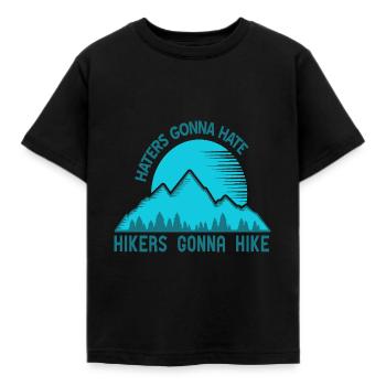 Haters Gonna Hate Hikers Gonna Hike Retro Cool - Kinder T-Shirt - Schwarz - Vorne - AI Model Kid Female (0cm)