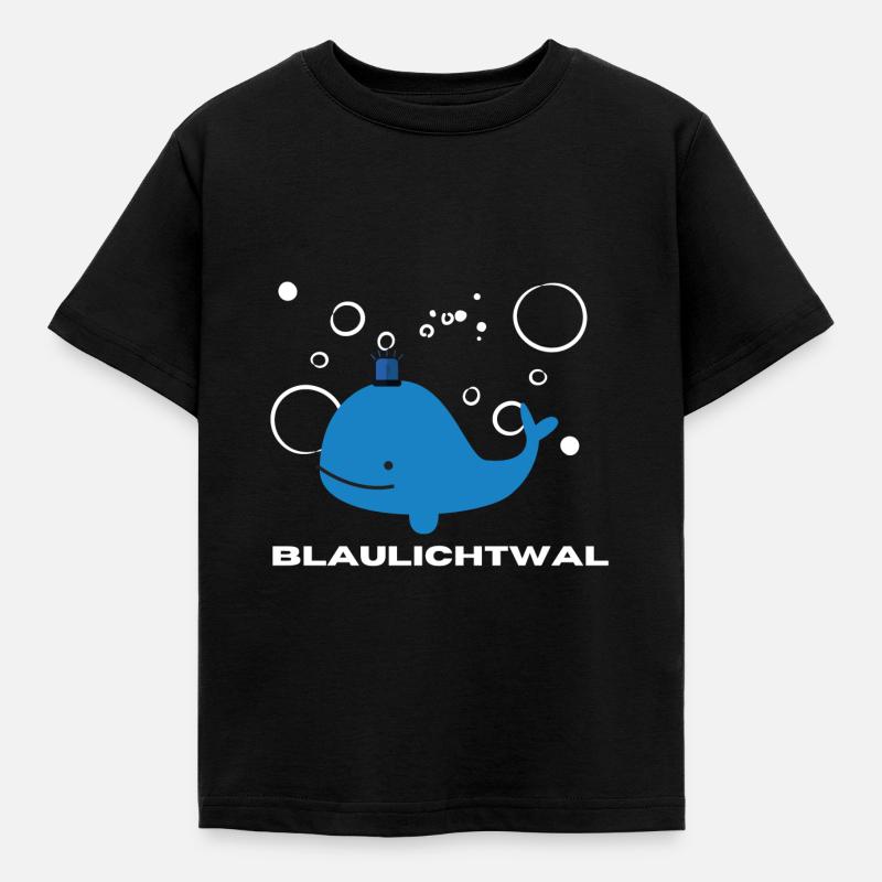 Blaulichtwal mit Luftblasen | Geschenk, Idee - Kinder T-Shirt - Schwarz